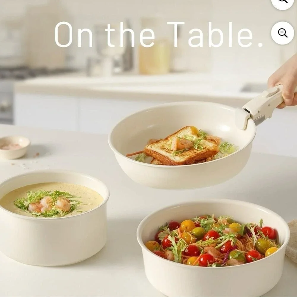 CAROTE 13-Piece  Ceramic‎ White Nonstick Pots and Pans Cookware Set
